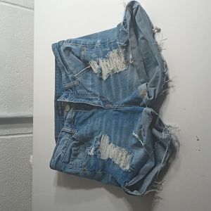 Aeropostale size 8 distressed blue jean shorts high waisted midi